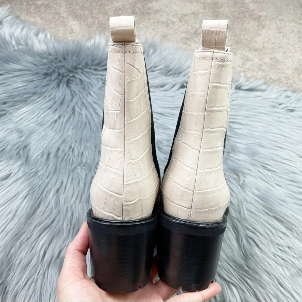 New Seychelles FarFetched Leather Chelsea Lug Boots in Cream